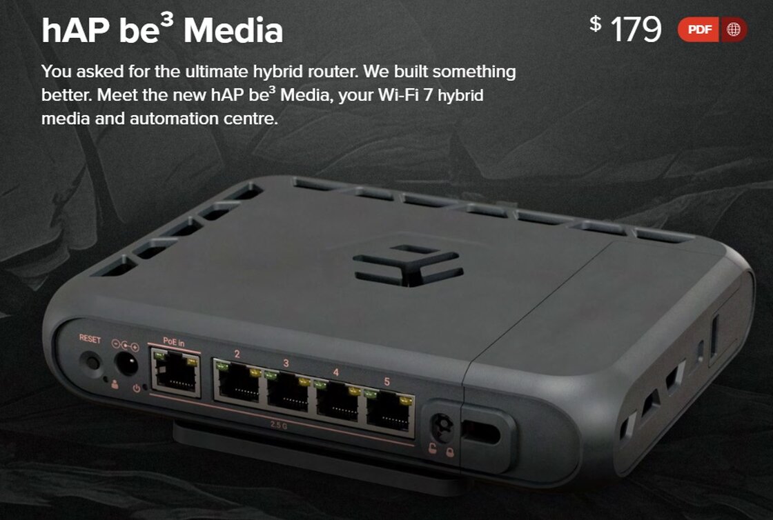 New MikroTik hAP be³ Media: Wi-Fi 7 Router, Media Center, and Smart Home Hub